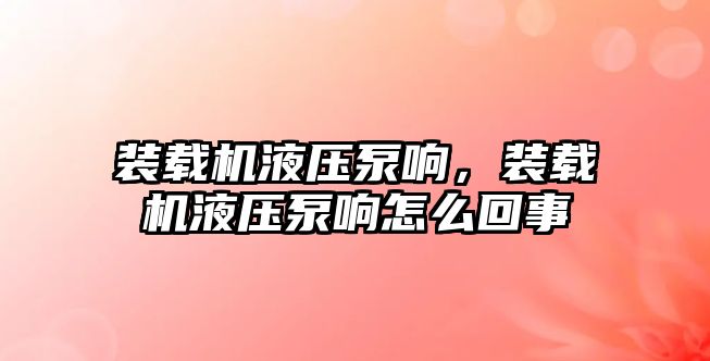 裝載機液壓泵響，裝載機液壓泵響怎么回事