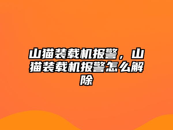 山貓裝載機報警，山貓裝載機報警怎么解除