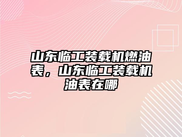 山東臨工裝載機燃油表，山東臨工裝載機油表在哪