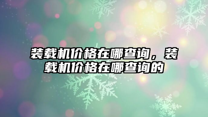 裝載機(jī)價(jià)格在哪查詢，裝載機(jī)價(jià)格在哪查詢的