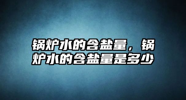 鍋爐水的含鹽量，鍋爐水的含鹽量是多少