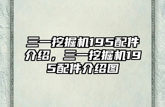 三一挖掘機195配件介紹，三一挖掘機195配件介紹圖