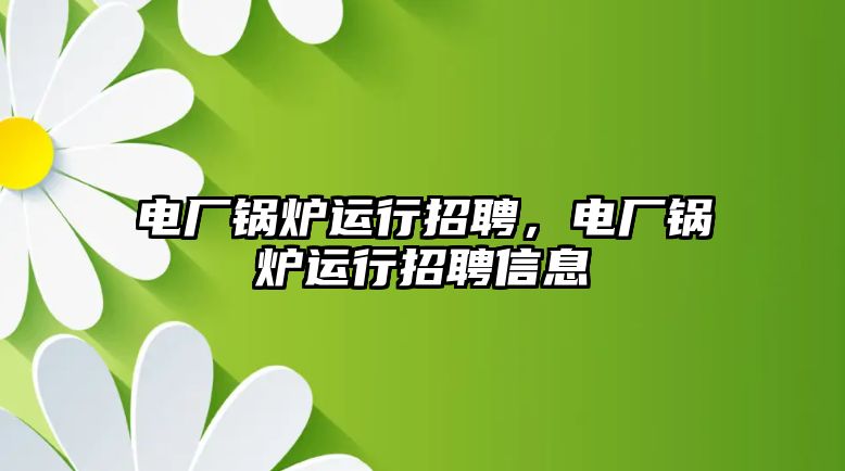 電廠鍋爐運行招聘，電廠鍋爐運行招聘信息