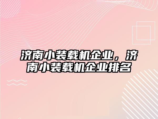 濟(jì)南小裝載機(jī)企業(yè)，濟(jì)南小裝載機(jī)企業(yè)排名