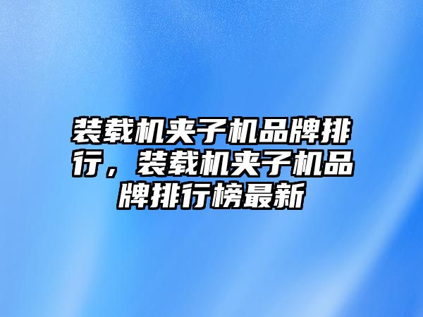 裝載機(jī)夾子機(jī)品牌排行，裝載機(jī)夾子機(jī)品牌排行榜最新