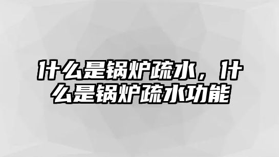 什么是鍋爐疏水，什么是鍋爐疏水功能