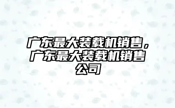 廣東最大裝載機(jī)銷售，廣東最大裝載機(jī)銷售公司