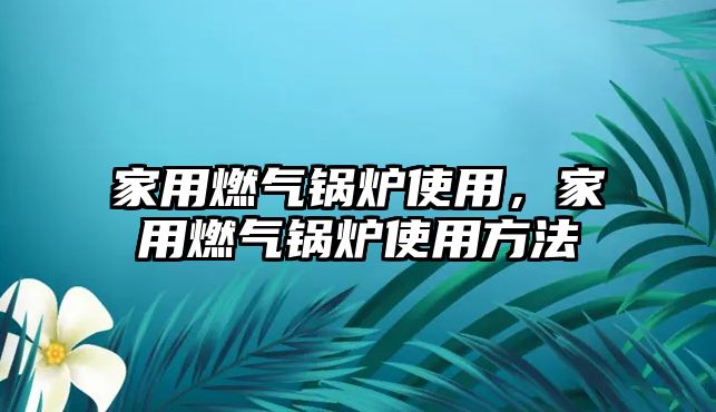 家用燃氣鍋爐使用，家用燃氣鍋爐使用方法