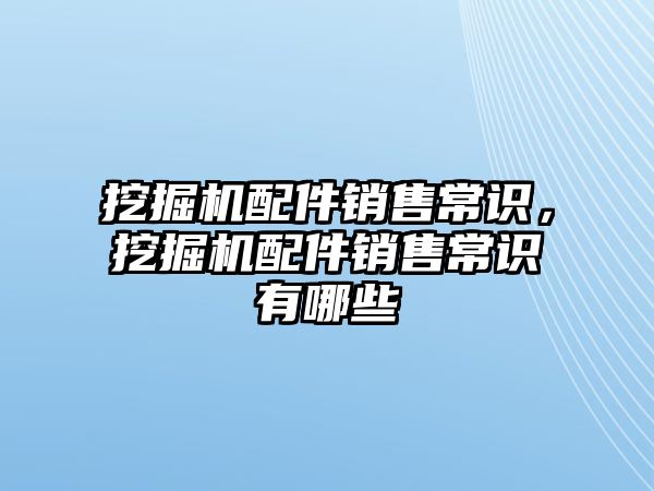 挖掘機配件銷售常識，挖掘機配件銷售常識有哪些