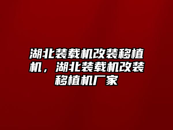 湖北裝載機改裝移植機，湖北裝載機改裝移植機廠家