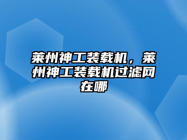 萊州神工裝載機(jī)，萊州神工裝載機(jī)過濾網(wǎng)在哪