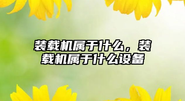 裝載機屬于什么，裝載機屬于什么設(shè)備