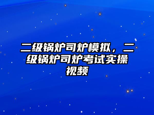 二級鍋爐司爐模擬，二級鍋爐司爐考試實操視頻