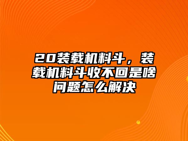 20裝載機料斗，裝載機料斗收不回是啥問題怎么解決