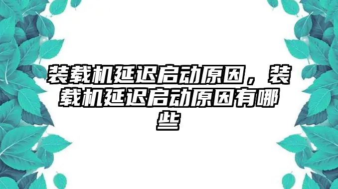 裝載機(jī)延遲啟動原因，裝載機(jī)延遲啟動原因有哪些