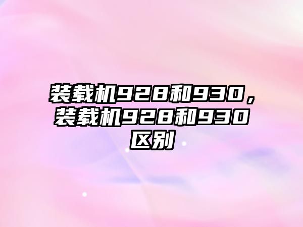 裝載機928和930，裝載機928和930區(qū)別