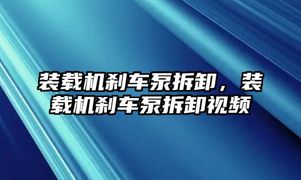 裝載機(jī)剎車泵拆卸，裝載機(jī)剎車泵拆卸視頻