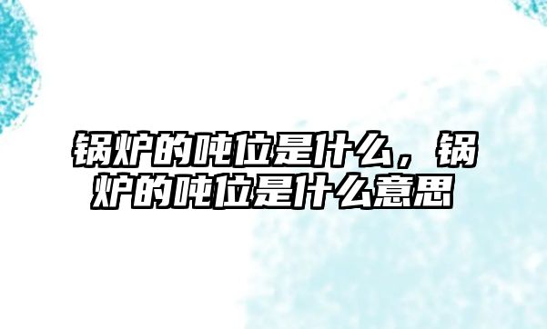 鍋爐的噸位是什么，鍋爐的噸位是什么意思