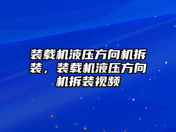 裝載機液壓方向機拆裝，裝載機液壓方向機拆裝視頻