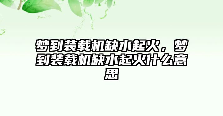 夢(mèng)到裝載機(jī)缺水起火，夢(mèng)到裝載機(jī)缺水起火什么意思