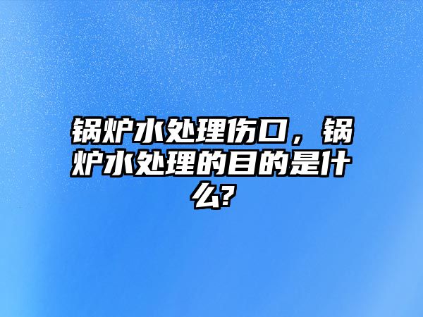 鍋爐水處理傷口，鍋爐水處理的目的是什么?