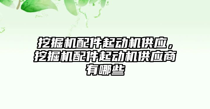 挖掘機配件起動機供應，挖掘機配件起動機供應商有哪些