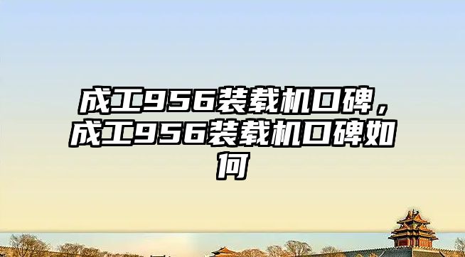 成工956裝載機口碑，成工956裝載機口碑如何