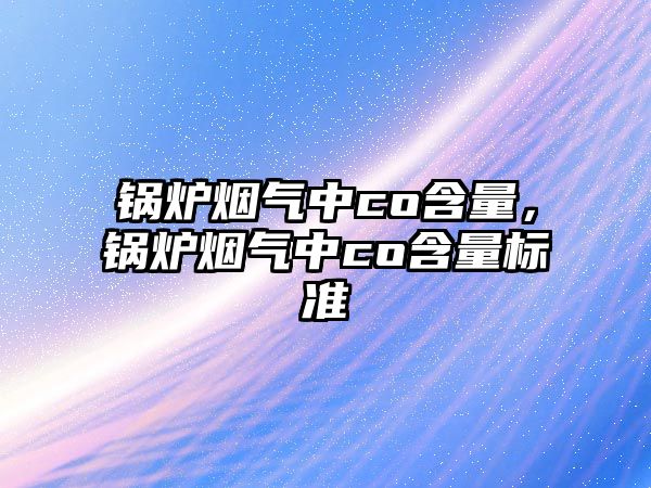 鍋爐煙氣中co含量，鍋爐煙氣中co含量標(biāo)準(zhǔn)