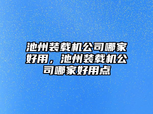 池州裝載機公司哪家好用，池州裝載機公司哪家好用點