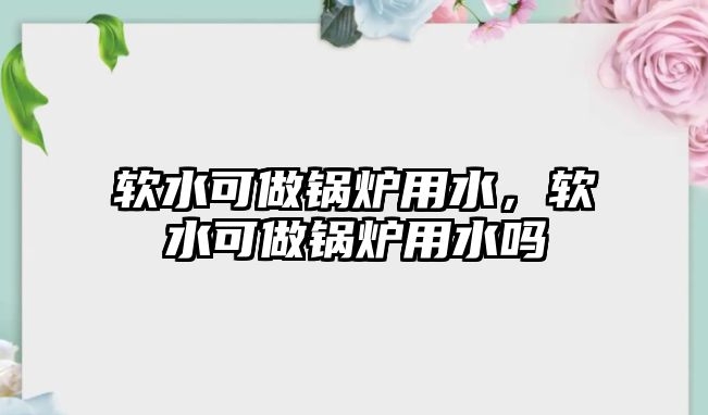 軟水可做鍋爐用水，軟水可做鍋爐用水嗎