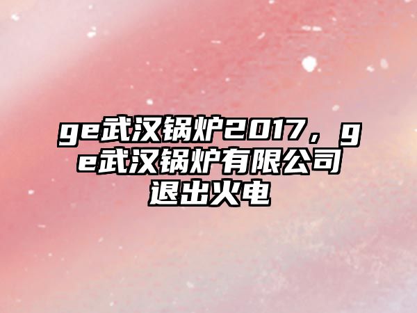 ge武漢鍋爐2017，ge武漢鍋爐有限公司退出火電