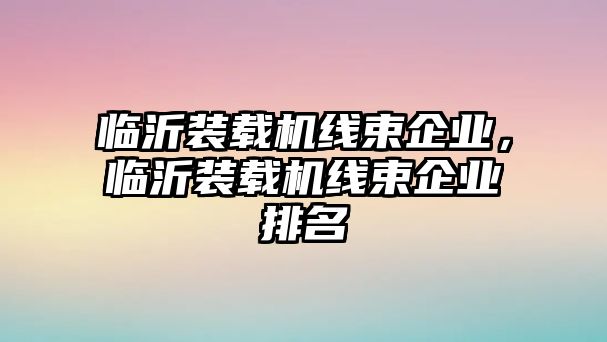 臨沂裝載機(jī)線束企業(yè)，臨沂裝載機(jī)線束企業(yè)排名