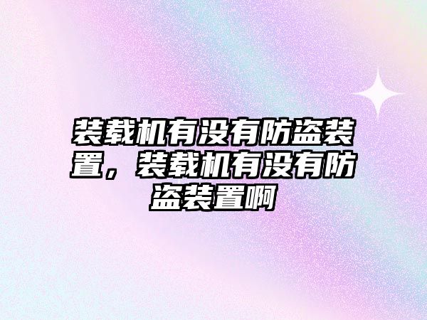 裝載機有沒有防盜裝置，裝載機有沒有防盜裝置啊