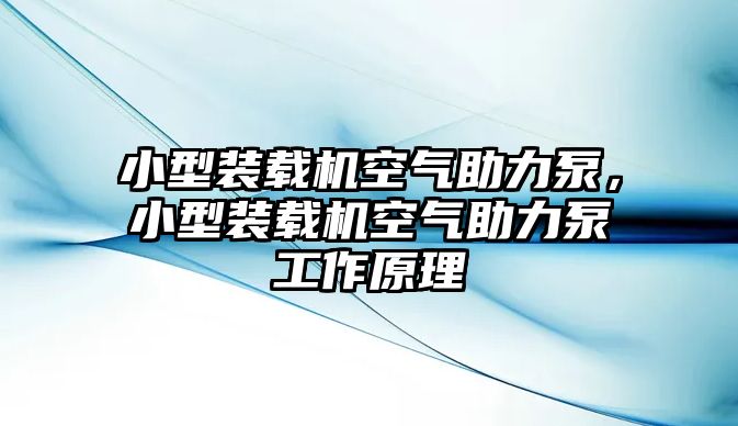 小型裝載機(jī)空氣助力泵，小型裝載機(jī)空氣助力泵工作原理