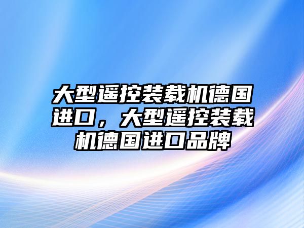 大型遙控裝載機德國進口，大型遙控裝載機德國進口品牌