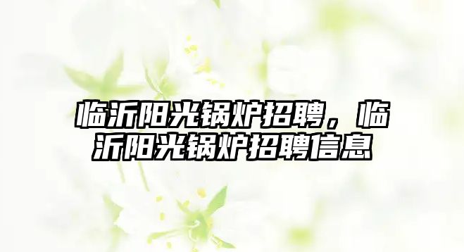 臨沂陽(yáng)光鍋爐招聘，臨沂陽(yáng)光鍋爐招聘信息