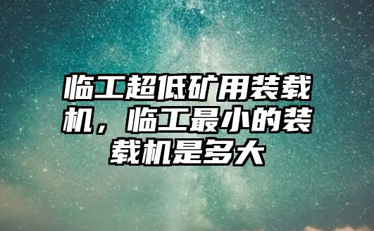 臨工超低礦用裝載機(jī)，臨工最小的裝載機(jī)是多大