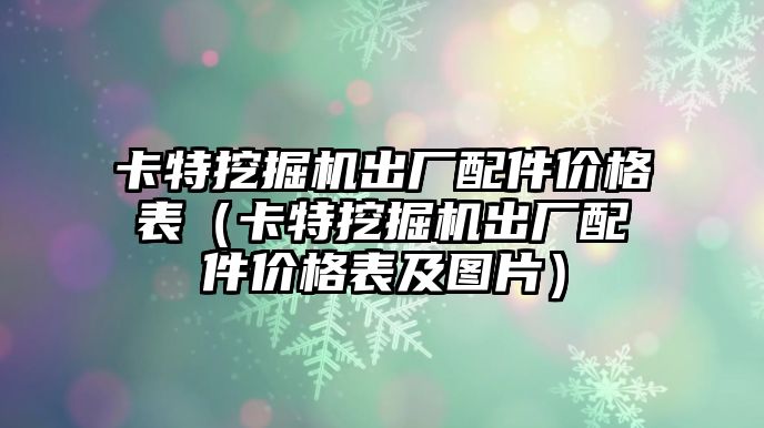 卡特挖掘機(jī)出廠配件價(jià)格表（卡特挖掘機(jī)出廠配件價(jià)格表及圖片）