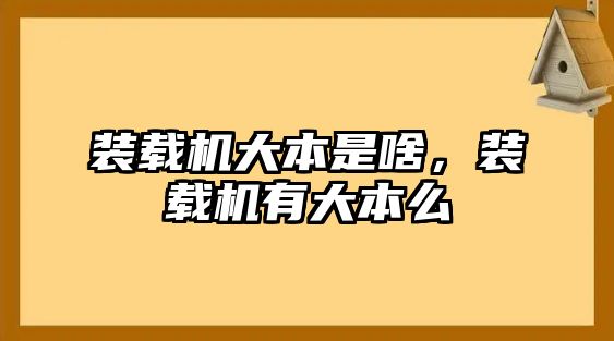 裝載機大本是啥，裝載機有大本么