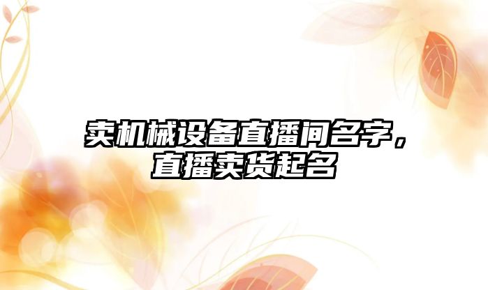 賣機械設備直播間名字，直播賣貨起名