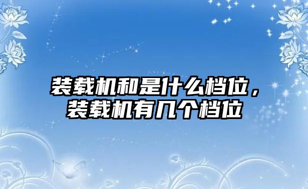 裝載機(jī)和是什么檔位，裝載機(jī)有幾個(gè)檔位