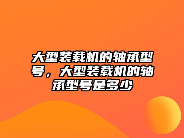 大型裝載機(jī)的軸承型號，大型裝載機(jī)的軸承型號是多少