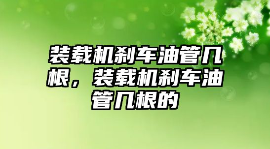 裝載機剎車油管幾根，裝載機剎車油管幾根的