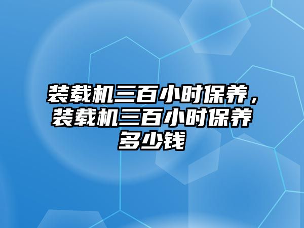 裝載機(jī)三百小時(shí)保養(yǎng)，裝載機(jī)三百小時(shí)保養(yǎng)多少錢(qián)