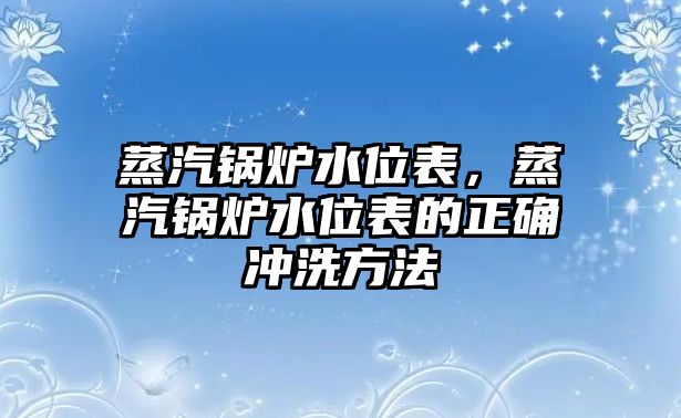 蒸汽鍋爐水位表，蒸汽鍋爐水位表的正確沖洗方法