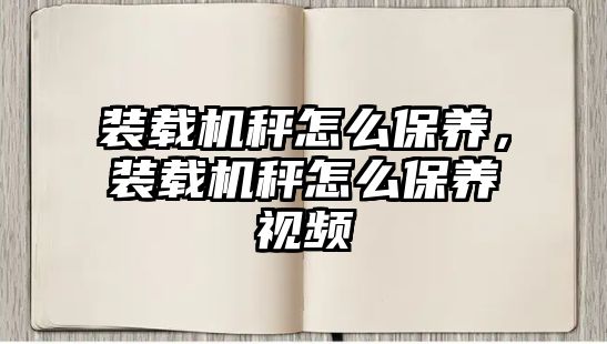 裝載機秤怎么保養(yǎng)，裝載機秤怎么保養(yǎng)視頻