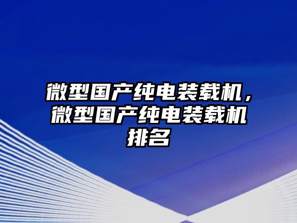 微型國產純電裝載機，微型國產純電裝載機排名