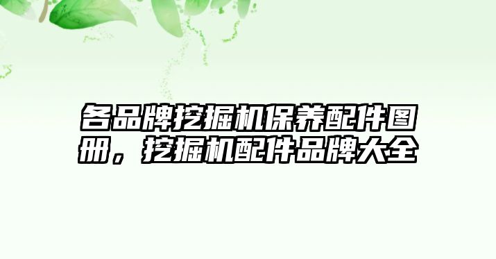 各品牌挖掘機保養(yǎng)配件圖冊，挖掘機配件品牌大全