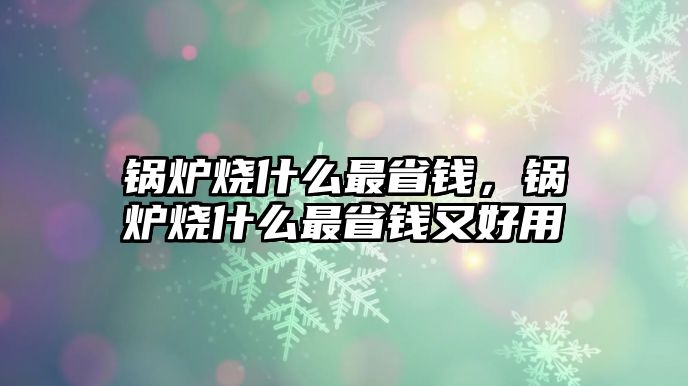 鍋爐燒什么最省錢，鍋爐燒什么最省錢又好用