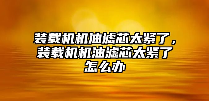 裝載機(jī)機(jī)油濾芯太緊了，裝載機(jī)機(jī)油濾芯太緊了怎么辦